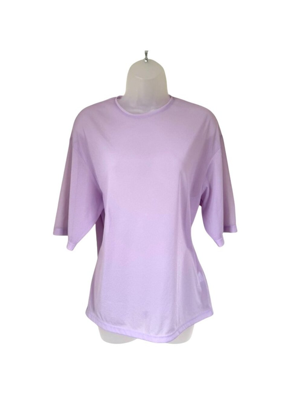 Tibi Sheer Gauze Easy T-Shirt Dusty Lavender Relaxed Fit Women’s